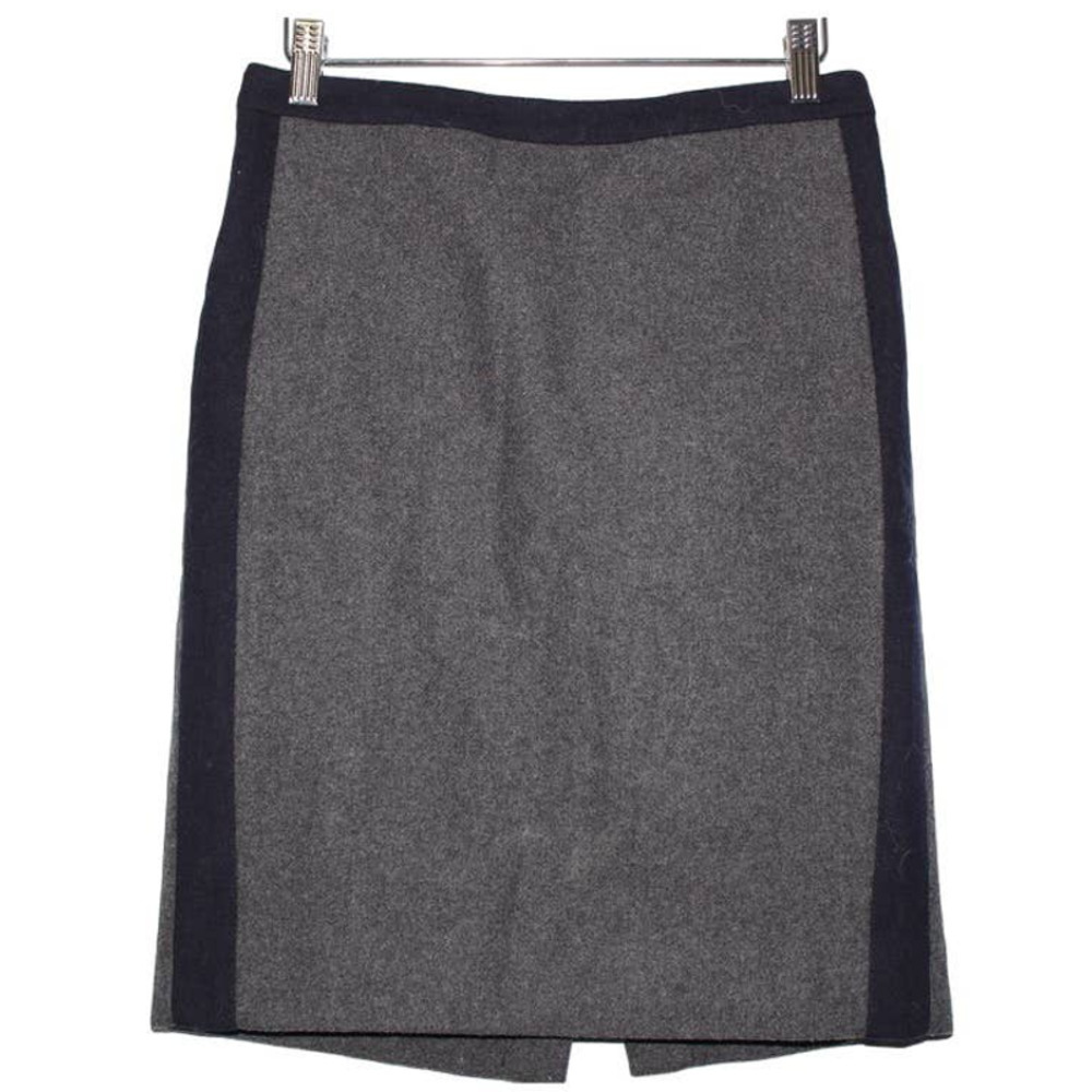 Women's J. Crew The Pencil Skirt B0381 Gray Navy Blue Wool Pencil Skirt Size 0